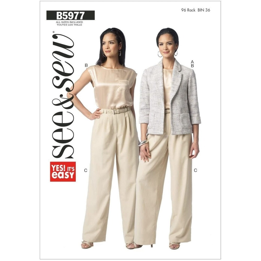 Butterick See and Sew Sewing Pattern 5977 Jacket Unlined Misses Size 6-22
